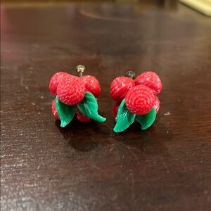 Vintage Red Raspberry Earrings (screw back)